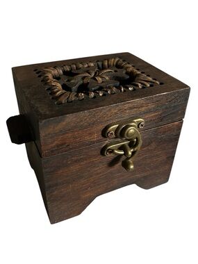 Handcrafted Vintage Mini Wooden Trinket or Jewelry Box